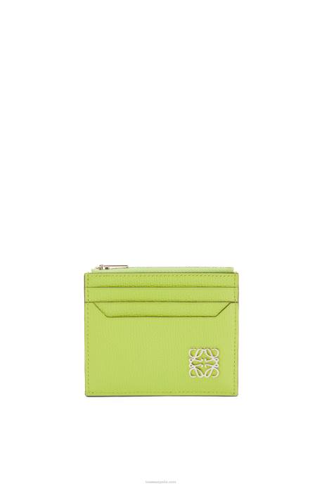 Loewe mujer tarjetero cuadrado con anagrama y cremallera de piel de becerro granulada LP641410 judías verdes