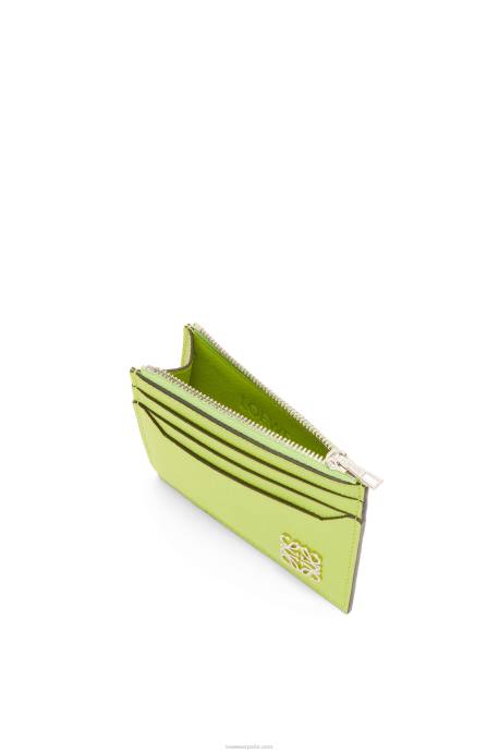 Loewe mujer tarjetero cuadrado con anagrama y cremallera de piel de becerro granulada LP641410 judías verdes
