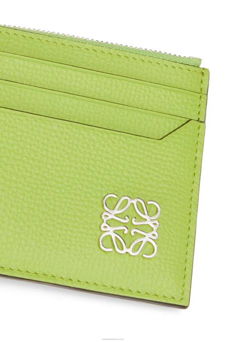Loewe mujer tarjetero cuadrado con anagrama y cremallera de piel de becerro granulada LP641410 judías verdes