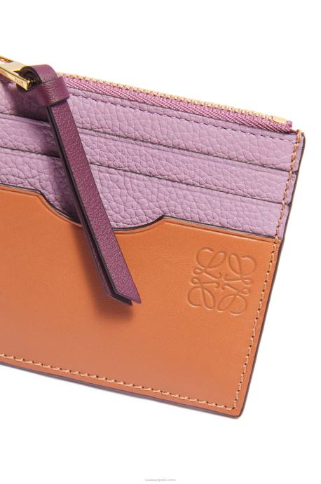 Loewe mujer tarjetero cuadrado de suave piel de becerro graneada con cadena LP641365 malva sucio/tostado