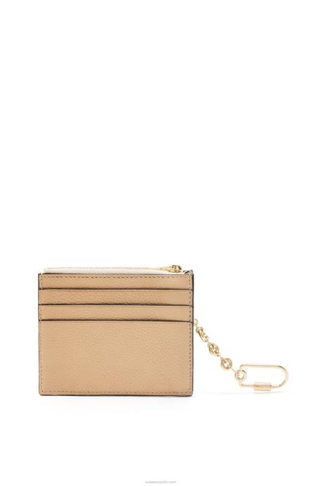 Loewe mujer tarjetero cuadrado de suave piel de becerro graneada con cadena LP641378 mantequilla/limón pálido