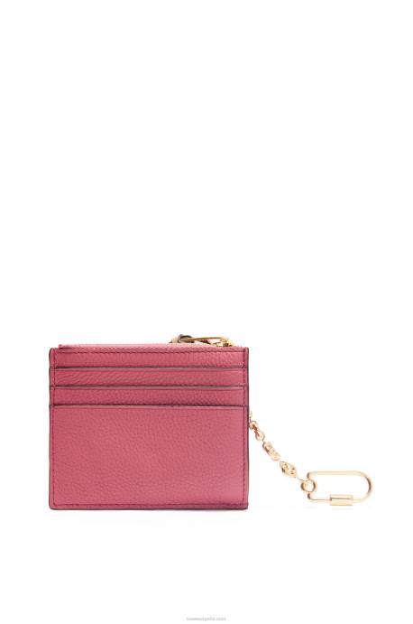 Loewe mujer tarjetero cuadrado de suave piel de becerro graneada con cadena LP641379 ciruela/chocolate