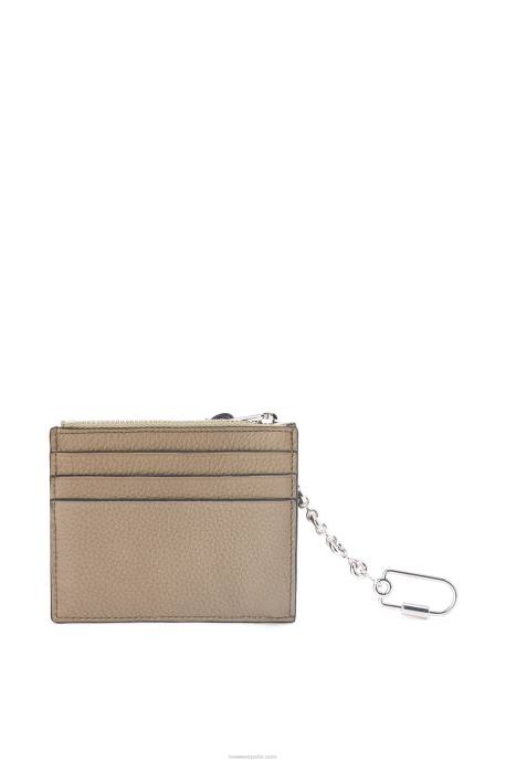 Loewe mujer tarjetero cuadrado de suave piel de becerro graneada con cadena LP641382 verde laurel/ocre