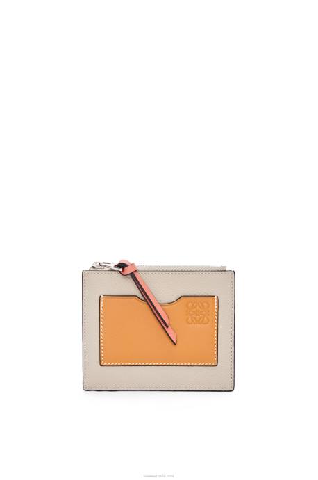 Loewe mujer tarjetero grande con monedas de suave piel de becerro granulada LP641353 avena ligera/miel