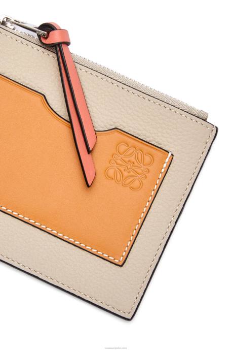 Loewe mujer tarjetero grande con monedas de suave piel de becerro granulada LP641353 avena ligera/miel