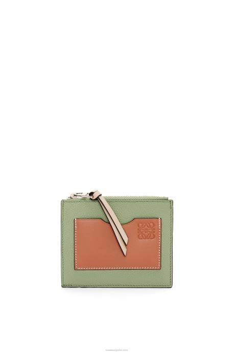 Loewe mujer tarjetero grande con monedas de suave piel de becerro granulada LP641354 romero/bronceado
