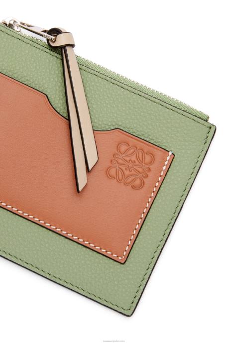 Loewe mujer tarjetero grande con monedas de suave piel de becerro granulada LP641354 romero/bronceado