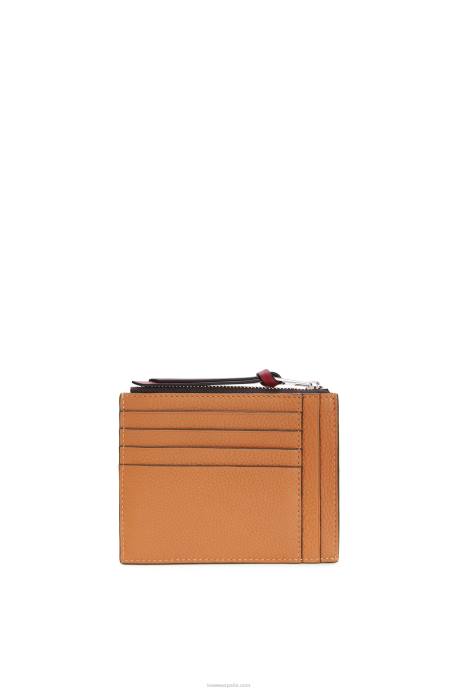 Loewe mujer tarjetero grande con monedas de suave piel de becerro granulada LP641385 caramelo claro/pacana