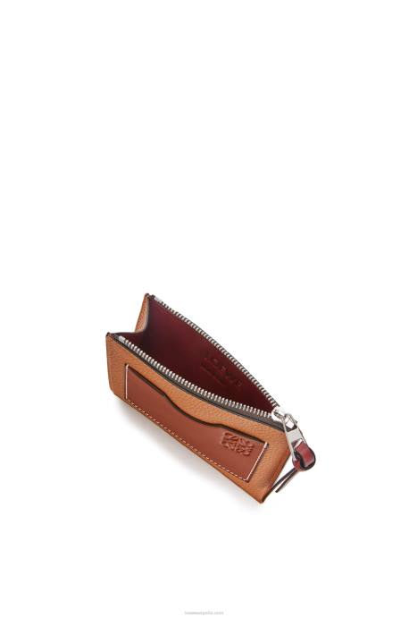 Loewe mujer tarjetero grande con monedas de suave piel de becerro granulada LP641385 caramelo claro/pacana