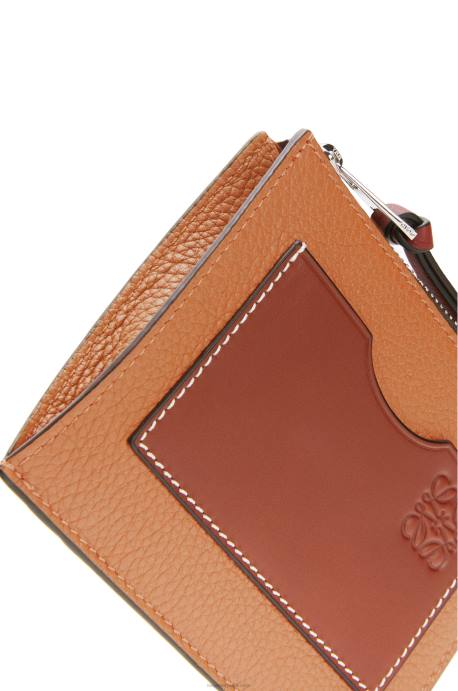 Loewe mujer tarjetero grande con monedas de suave piel de becerro granulada LP641385 caramelo claro/pacana