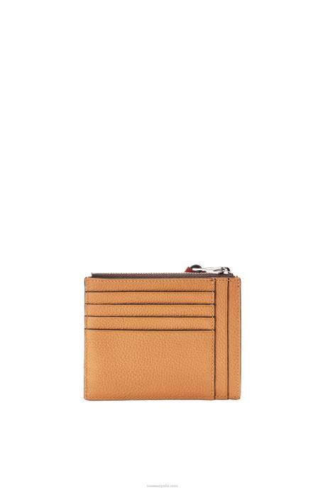 Loewe mujer tarjetero grande con monedas de suave piel de becerro granulada LP641385 caramelo claro/pacana