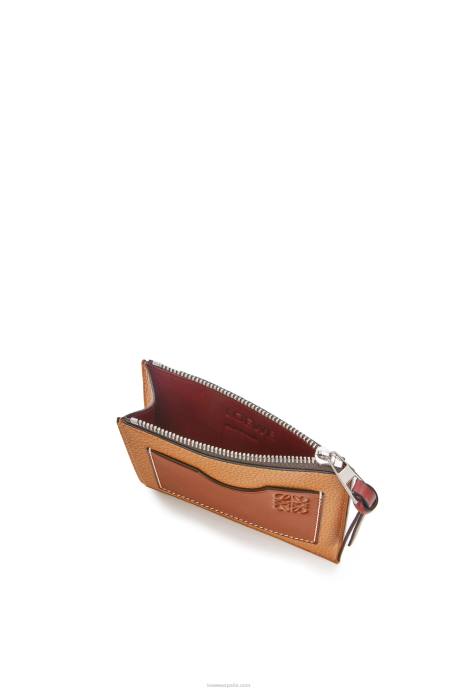 Loewe mujer tarjetero grande con monedas de suave piel de becerro granulada LP641385 caramelo claro/pacana