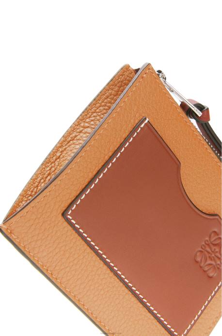 Loewe mujer tarjetero grande con monedas de suave piel de becerro granulada LP641385 caramelo claro/pacana