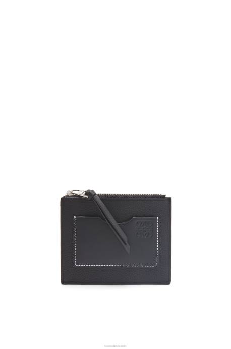 Loewe mujer tarjetero grande con monedas de suave piel de becerro granulada LP641386 negro