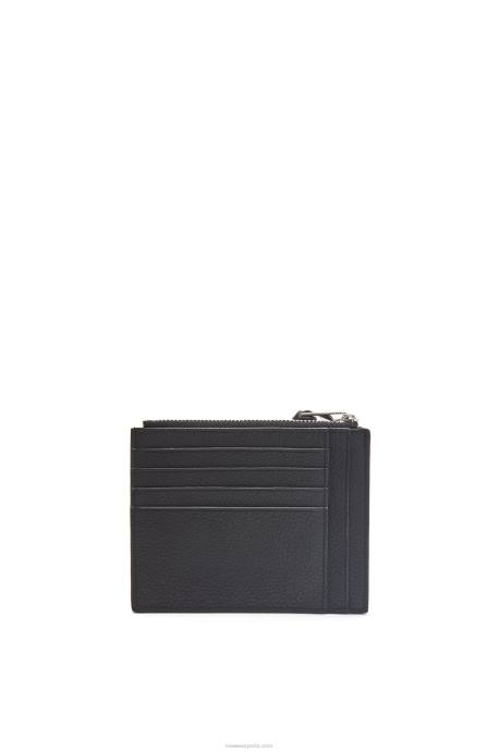 Loewe mujer tarjetero grande con monedas de suave piel de becerro granulada LP641386 negro
