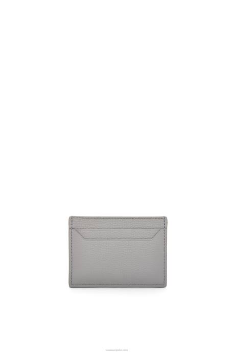 Loewe mujer tarjetero liso con anagrama de piel de becerro granulada LP641322 Perla gris