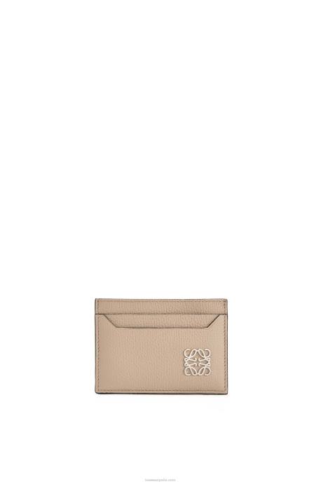 Loewe mujer tarjetero liso con anagrama de piel de becerro granulada LP641357 arena