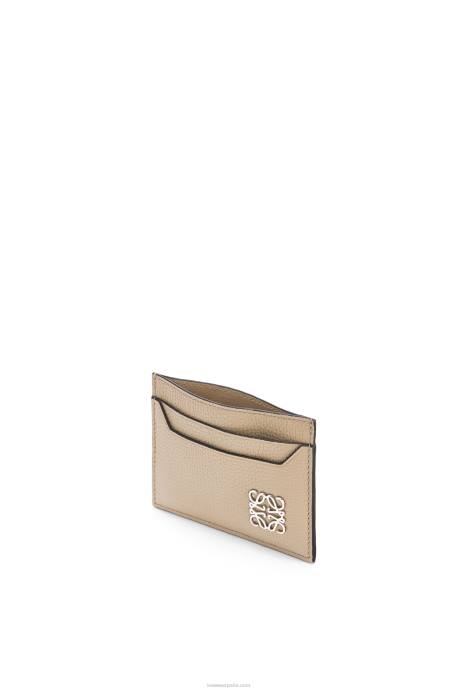 Loewe mujer tarjetero liso con anagrama de piel de becerro granulada LP641357 arena