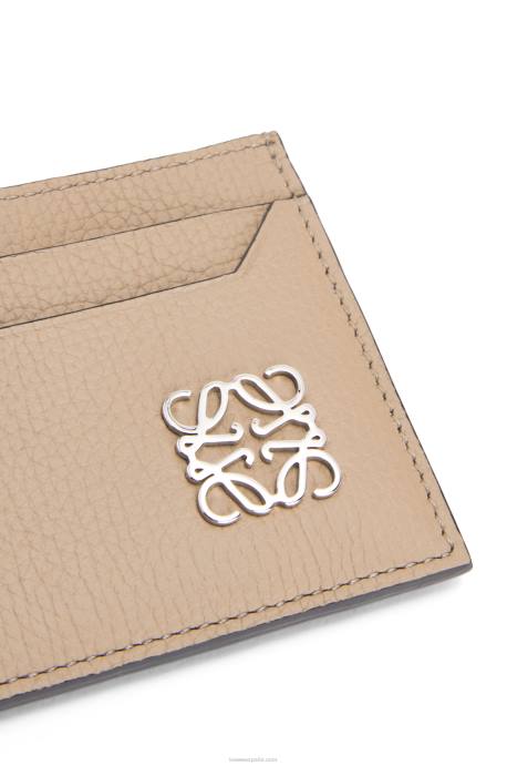 Loewe mujer tarjetero liso con anagrama de piel de becerro granulada LP641357 arena
