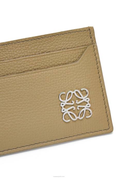 Loewe mujer tarjetero liso con anagrama de piel de becerro granulada LP641371 alcachofa verde