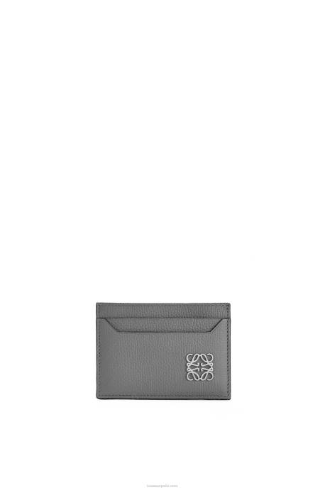 Loewe mujer tarjetero liso con anagrama de piel de becerro granulada LP641372 gris asfalto