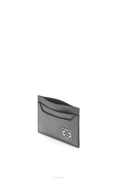 Loewe mujer tarjetero liso con anagrama de piel de becerro granulada LP641372 gris asfalto