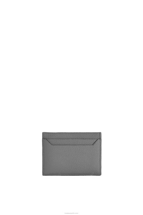 Loewe mujer tarjetero liso con anagrama de piel de becerro granulada LP641372 gris asfalto