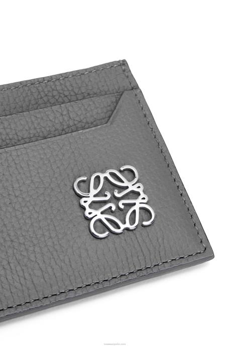 Loewe mujer tarjetero liso con anagrama de piel de becerro granulada LP641372 gris asfalto