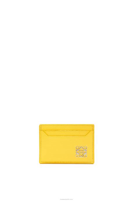 Loewe mujer tarjetero liso con anagrama de piel de becerro granulada LP641402 limón