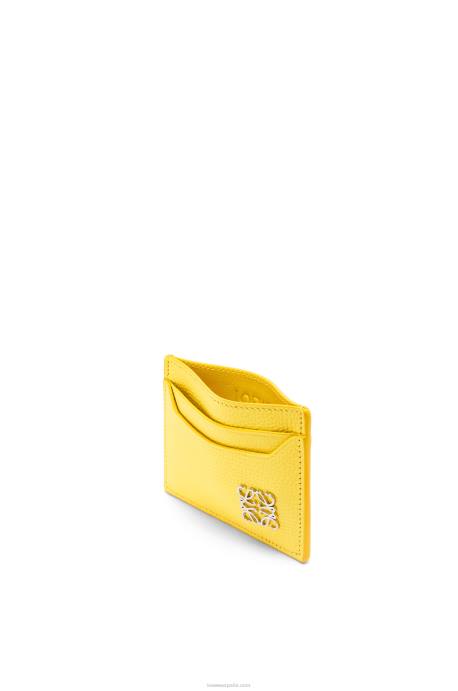 Loewe mujer tarjetero liso con anagrama de piel de becerro granulada LP641402 limón