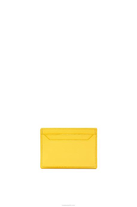 Loewe mujer tarjetero liso con anagrama de piel de becerro granulada LP641402 limón