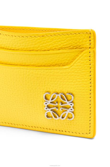 Loewe mujer tarjetero liso con anagrama de piel de becerro granulada LP641402 limón