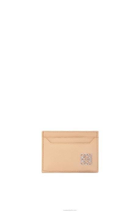 Loewe mujer tarjetero liso con anagrama de piel de becerro granulada LP641403 desnudo