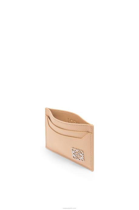 Loewe mujer tarjetero liso con anagrama de piel de becerro granulada LP641403 desnudo