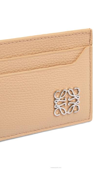 Loewe mujer tarjetero liso con anagrama de piel de becerro granulada LP641403 desnudo