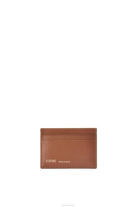Loewe mujer tarjetero liso de jacquard y piel de becerro LP641391 bronceado/pacana