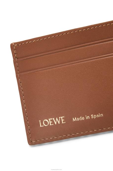 Loewe mujer tarjetero liso de jacquard y piel de becerro LP641391 bronceado/pacana