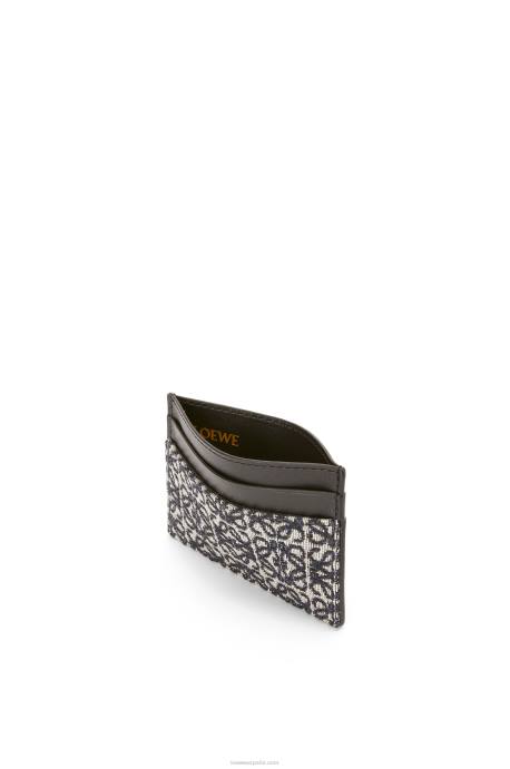 Loewe mujer tarjetero liso de jacquard y piel de becerro LP641419 azul marino/negro