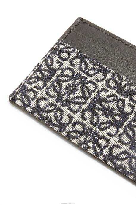 Loewe mujer tarjetero liso de jacquard y piel de becerro LP641419 azul marino/negro