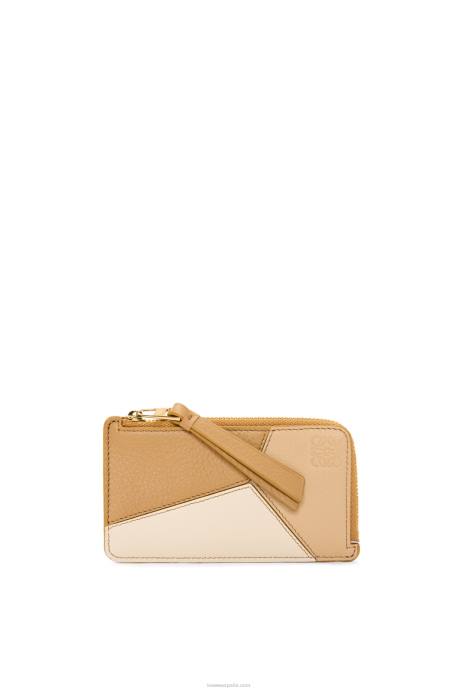 Loewe mujer tarjetero puzzle coin de piel de becerro clásica LP641326 angora/beige empolvado