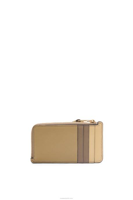 Loewe mujer tarjetero puzzle coin de piel de becerro clásica LP641369 verde arcilla/mantequilla