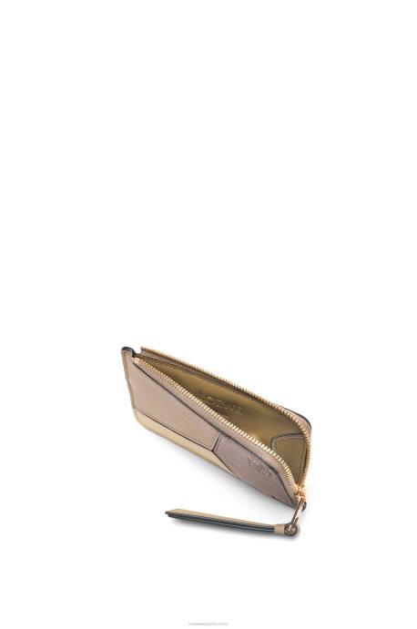 Loewe mujer tarjetero puzzle coin de piel de becerro clásica LP641369 verde arcilla/mantequilla