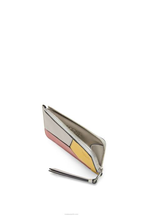 Loewe mujer tarjetero puzzle coin de piel de becerro clásica LP641370 fantasma/flor de durazno