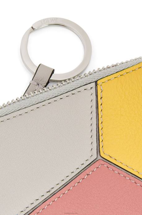Loewe mujer tarjetero puzzle coin de piel de becerro clásica LP641370 fantasma/flor de durazno
