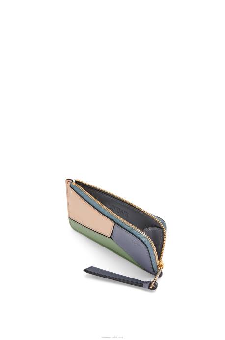 Loewe mujer tarjetero puzzle coin de piel de becerro clásica LP641409 gris asfalto/nude