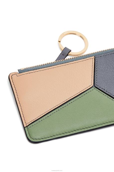 Loewe mujer tarjetero puzzle coin de piel de becerro clásica LP641409 gris asfalto/nude