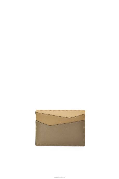 Loewe mujer tarjetero puzzle liso de piel de becerro clásica LP641362 verde arcilla/mantequilla