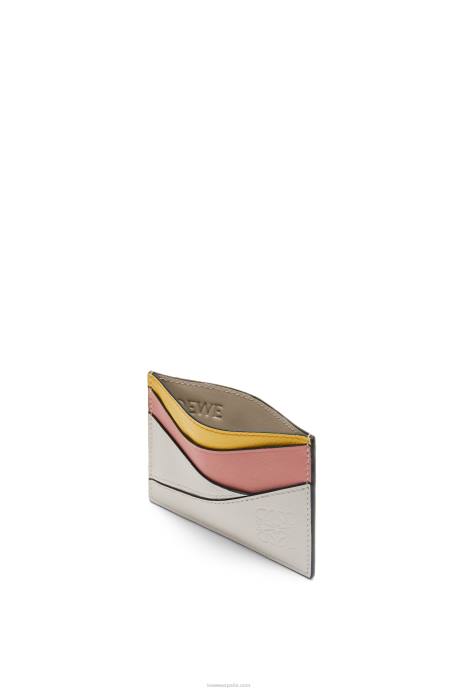 Loewe mujer tarjetero puzzle liso de piel de becerro clásica LP641364 fantasma/flor de durazno