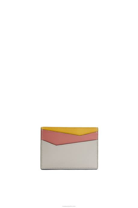 Loewe mujer tarjetero puzzle liso de piel de becerro clásica LP641364 fantasma/flor de durazno