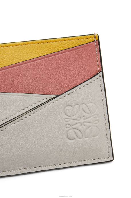 Loewe mujer tarjetero puzzle liso de piel de becerro clásica LP641364 fantasma/flor de durazno
